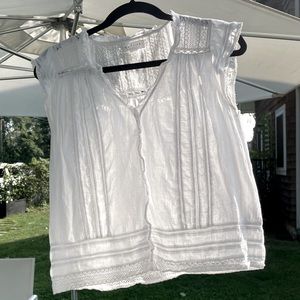 100% Cotton Lace Inset Detail Sleeveless Blouse VELVET byGraham&Spencer Sz Small